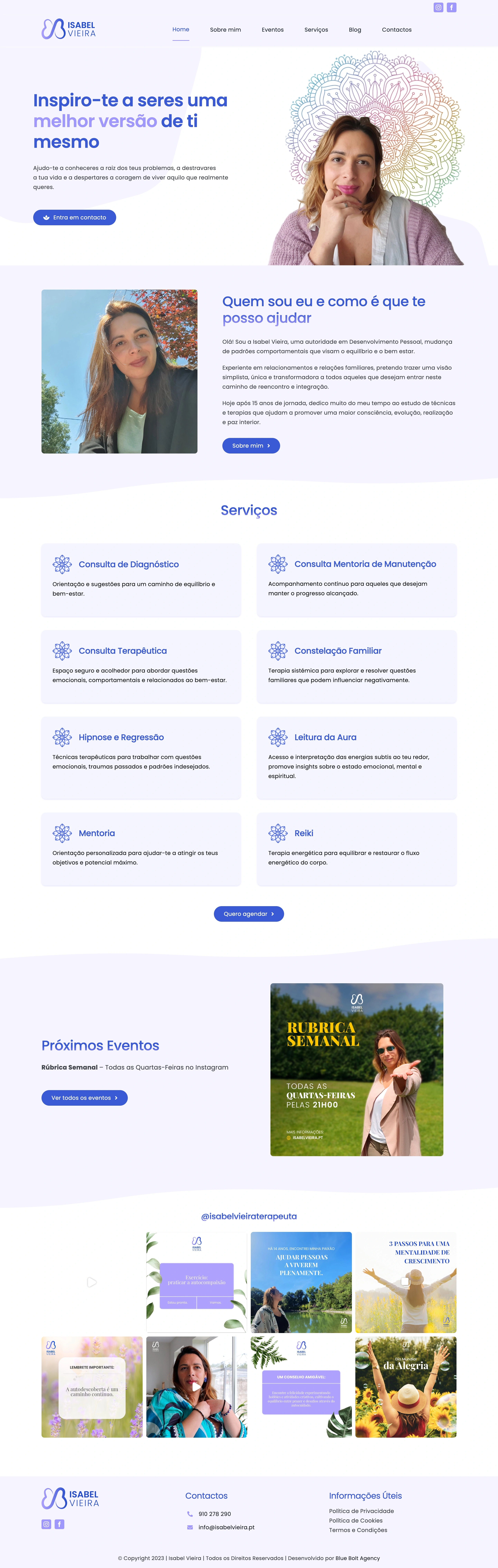 Isabel Vieira professional therapist website